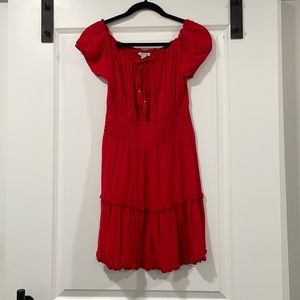 Off the shoulder red dress